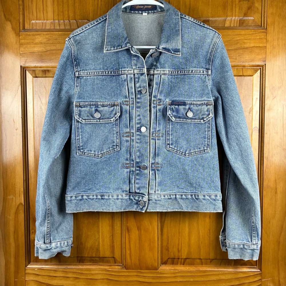 Vintage Guess Jeans Denim Jacket Mens M Medium Wash Made in USA XL 90s Trucker